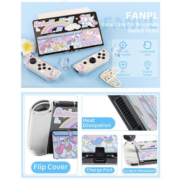FANPL Rainbow Carousel Compatible with Nintendo Switch OLED Case Cover Unicorn - Picture 13 of 14